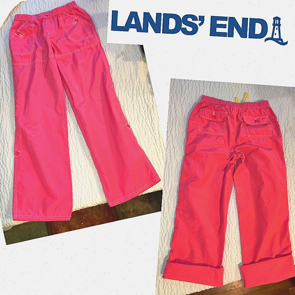 🗺️ Lands' End Girl's Playful Pants Roll up, Side Strap to convert to Capris EUC - Picture 1 of 12